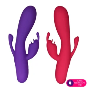 Vibrador triplo com estimulo no ponto g clitóris e plug anal - 12 modos intensidades (MVE1048) roxo