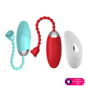 flor -Cápsula Vibratória com controle sem fio- 12 intensidades (1044) vermelha