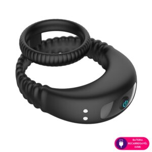 Anel peniano em silicone com vibro - 10 intensidades  (1042)