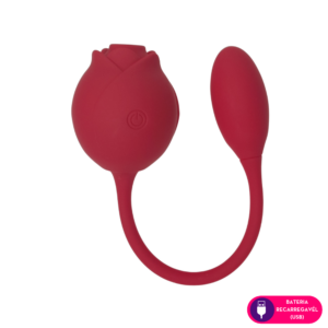 Flor -vibrador com cápsula bullet + pulsação- 14 intensidades (1329) vermelho