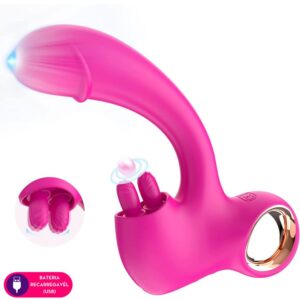 Vibrador Ponto G e estimulador clitoriano com rotação 10 intensidades (XWE-001) (v4)
