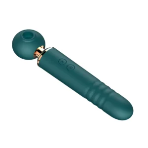 Amanda -Vibrador Varinha mágica 3 em 1 COM PULSAÇÃO E VAI E VEM (1803) verde