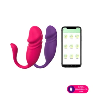 Vibrador de casal- com formato de glande por aplicativo de celular- 10 intensidades (2157)