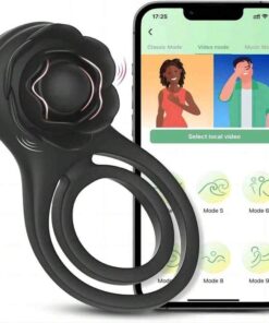anel peniano por aplicativo de celular com anel escrotal (2615) preto