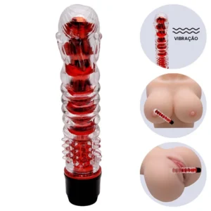 Edmar -Vibrador Personal com capa estimuladora- multivelocidade (011) vermelho