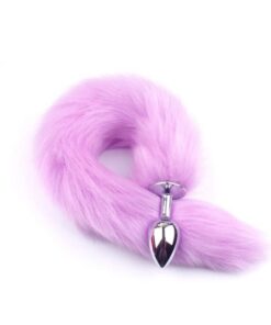 Plug Anal de Metal com Rabo longo lilás (RY002MPJ) tamanho M