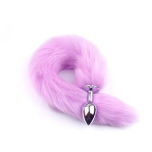 Plug Anal de Metal com Rabo longo lilás (RY002MPJ) tamanho M