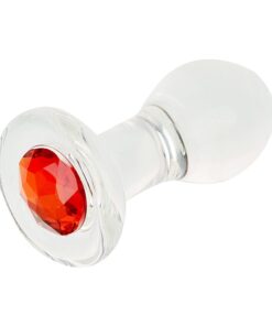 Plug Anal de Vidro - com joia Vermelha - 10,9 x 4,3 cm (8800)