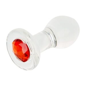 Plug Anal de Vidro - com joia Vermelha - 10,9 x 4,3 cm (8800)