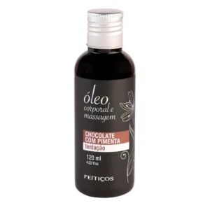 ÓLEO CORPORAL E MASSAGEM CHOCOLATE COM PIMENTA 120ML FEITIÇOS AROMÁTICOS