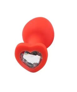 PLUG ANAL COM JOIA de coração em silicone tamanho – M (7205) vermelho