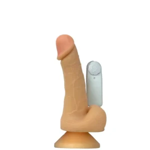 PÊNIS REALÍSTICO COM VIBRO E ESCROTO EM CYBERSKIN 18 x 3,5 cm (pv18)