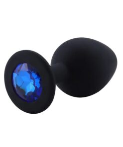 PLUG ANAL COM JOIA redonda em silicone  tamanho M (RY068D) azul