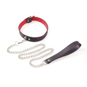 Coleira com Coração (LB3013) Preto com Vermelho