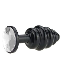 Plug Anal Metal Ondas em Espiral tamanho P (RY025D) transparente