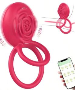 anel peniano por aplicativo de celular com anel escrotal (2615) vermelho