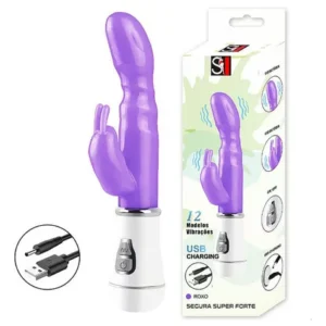 Rabbit -Vibrador com estimulo no ponto G e clitóris- 12 intensidades (1062) roxo