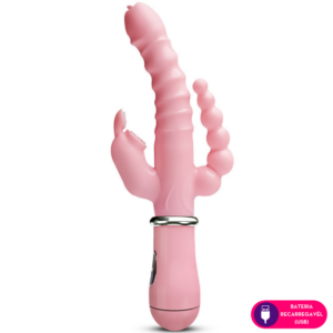 Danilo -Vibrador Estimulação Tripla – Recarregável (1083) rosa
