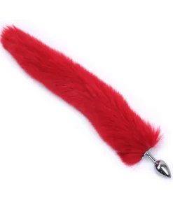 Plug Anal de Metal com Rabo Longo vermelho (RY001MPJ) tamanho p