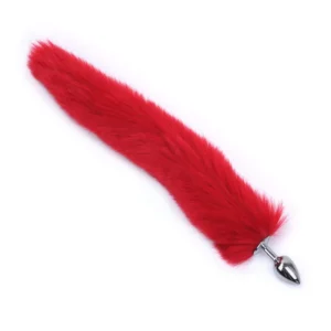Plug Anal de Metal com Rabo Longo vermelho (RY001MPJ) tamanho p