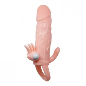 CAPA PENIANA EXTENSORA DUPLA 4CM ANEL PARA ESCROTO (CA040) (cp14) bege
