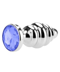 Plug Anal com joia de Metal Espiral - Tamanho M (RY023)  azul claro