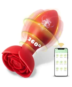 Plug Anal Rosa Giratória com Vibração e Aplicativo de celular (db-031) vermelho