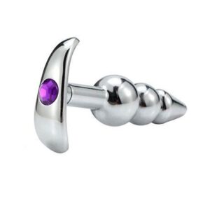 Plug Anal de Metal Espiral com Alça (RY131B) roxo